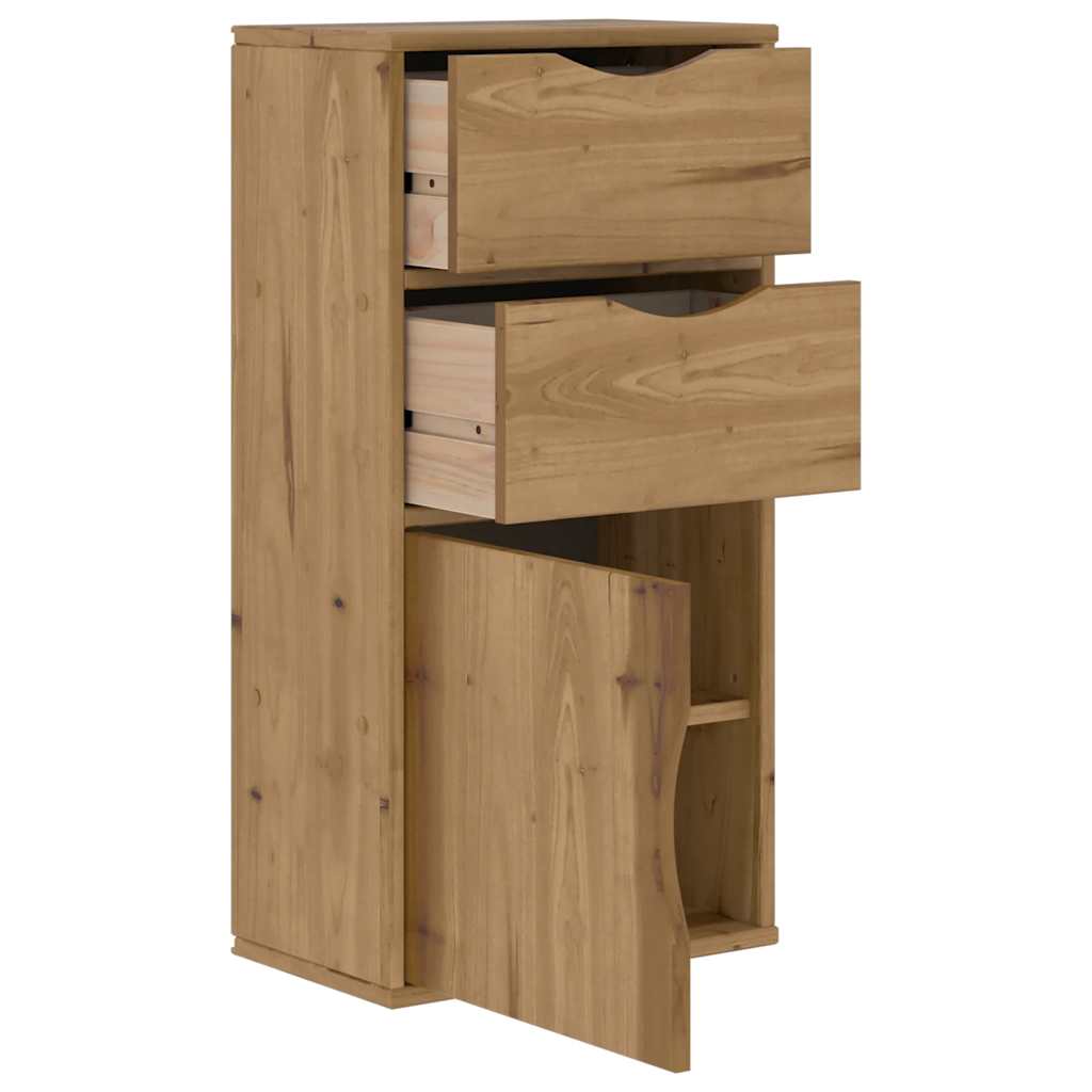 Bijzetkast met lades 40x24x79 cm massief grenenhout