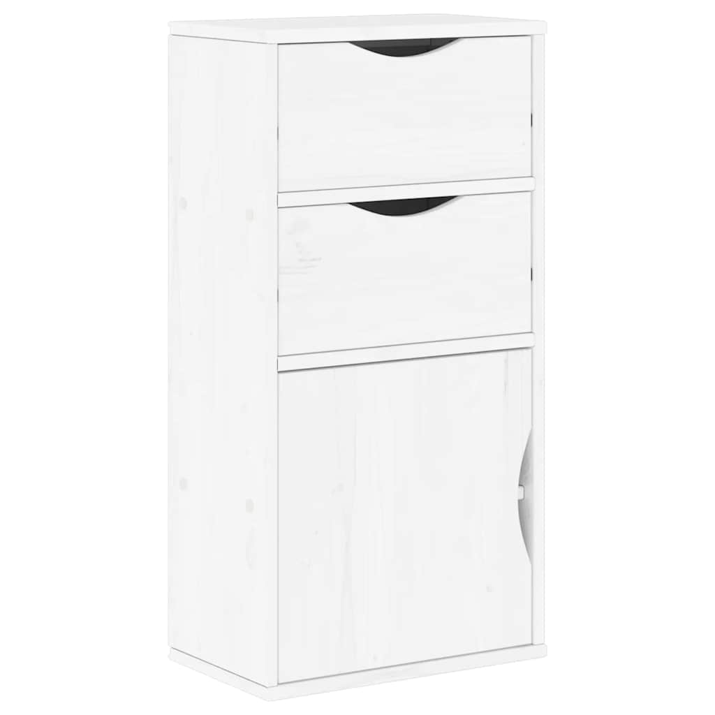 Bijzetkast met lades wit 40x24x79 cm massief grenenhout