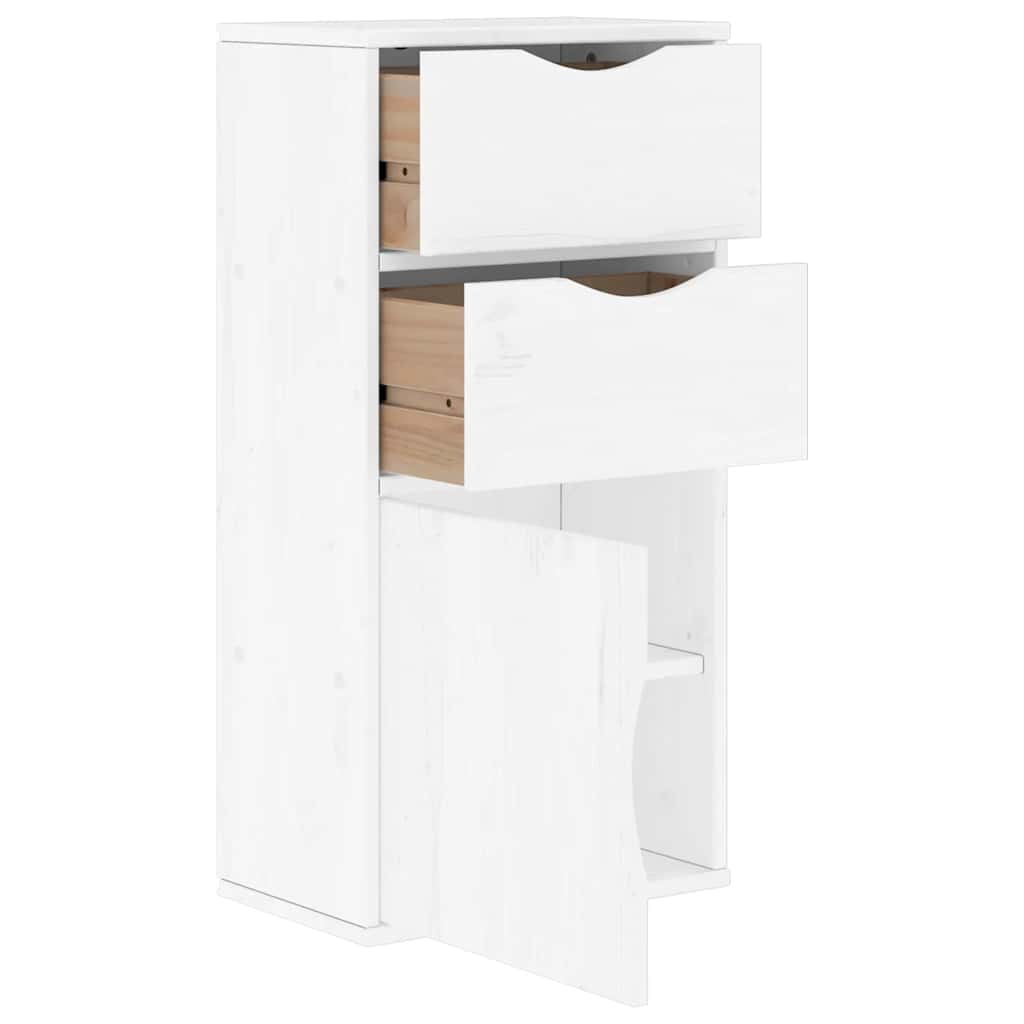Bijzetkast met lades wit 40x24x79 cm massief grenenhout