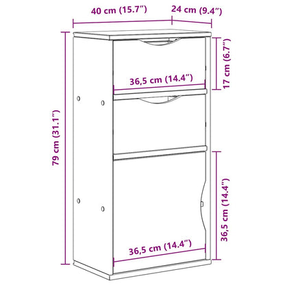 Bijzetkast met lades wit 40x24x79 cm massief grenenhout