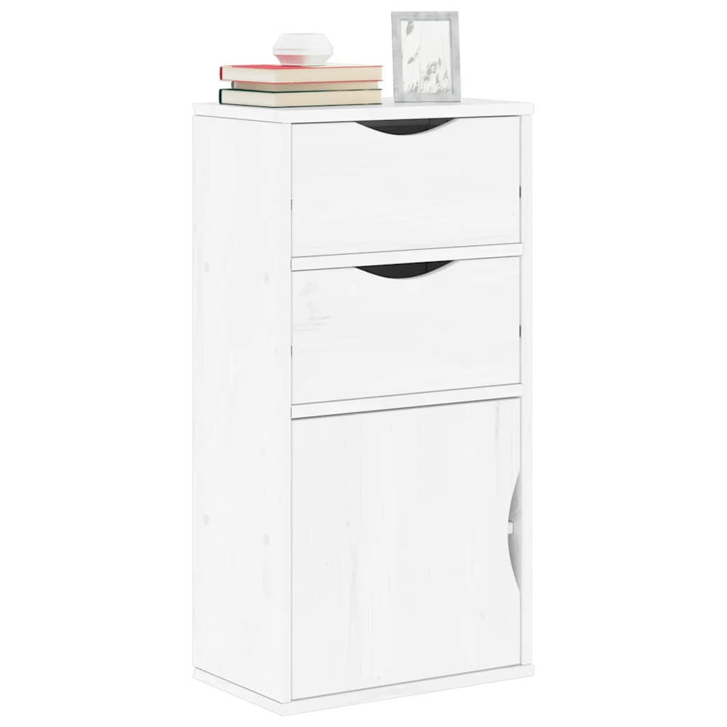 Bijzetkast met lades wit 40x24x79 cm massief grenenhout