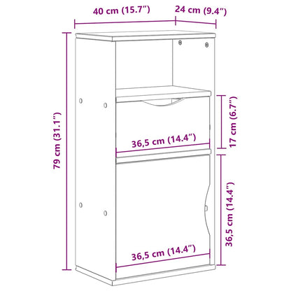 Bijzetkast met lade 40x24x79 cm massief grenenhout