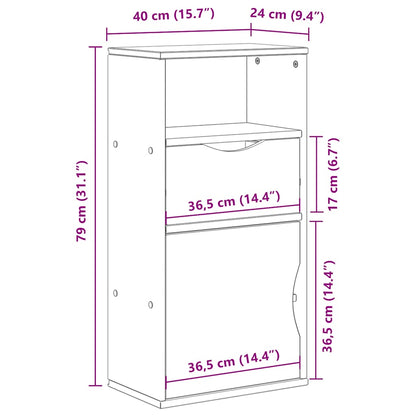 Bijzetkast met lade ODDA 40x24x79 cm massief grenenhout wit