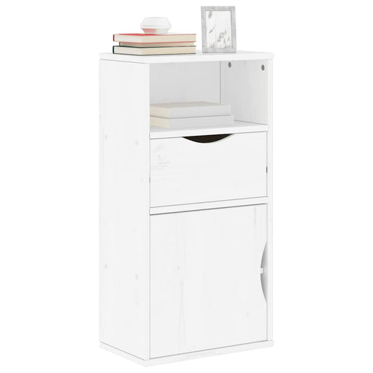 Bijzetkast met lade ODDA 40x24x79 cm massief grenenhout wit