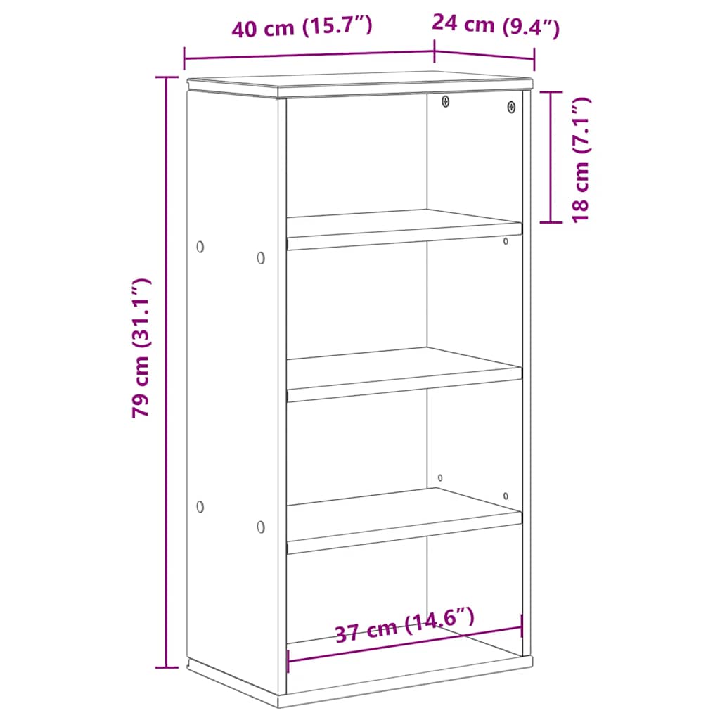 Bijzetkast ODDA 40x24x79 cm massief grenenhout wit