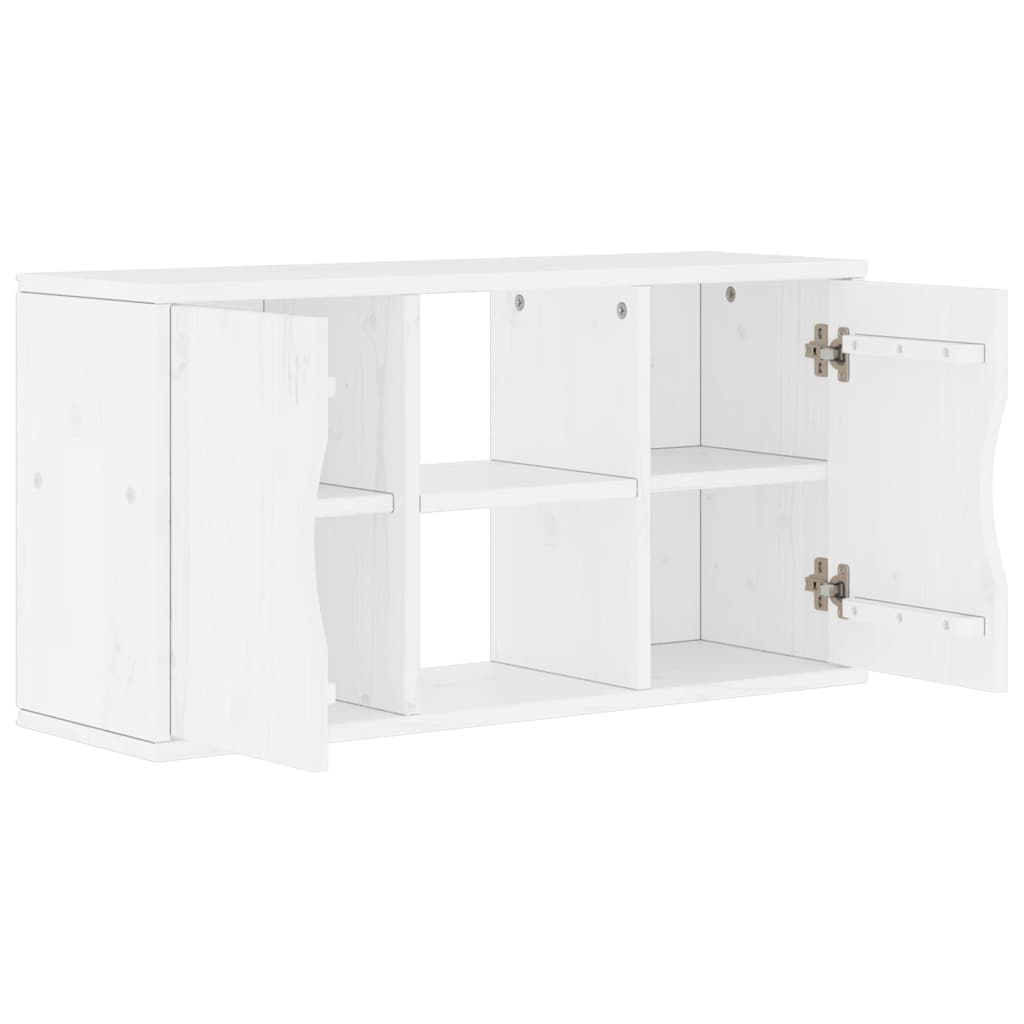 Tv-meubel ODDA 79x24x40 cm massief grenenhout wit