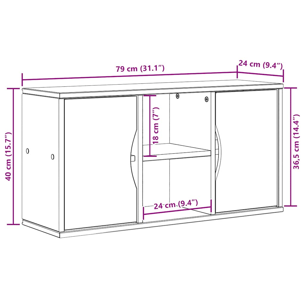 Tv-meubel ODDA 79x24x40 cm massief grenenhout wit