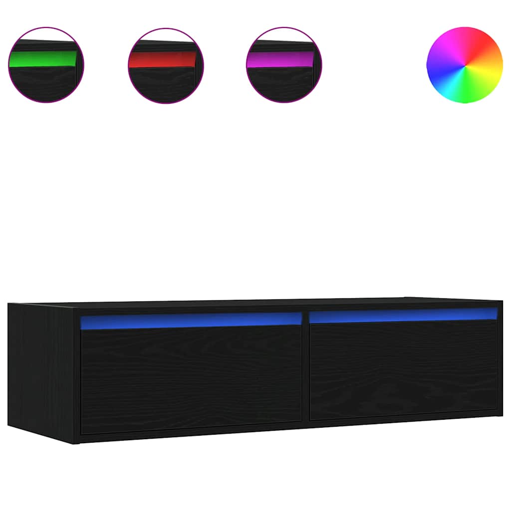 Tv-meubel met LED-verlichting 100X35,5x25 cm zwart eikenkleurig