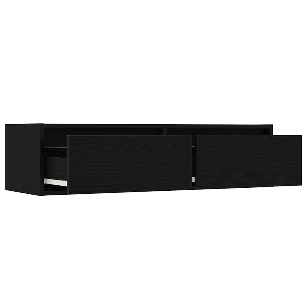 Tv-meubel met LED-verlichting 100X35,5x25 cm zwart eikenkleurig