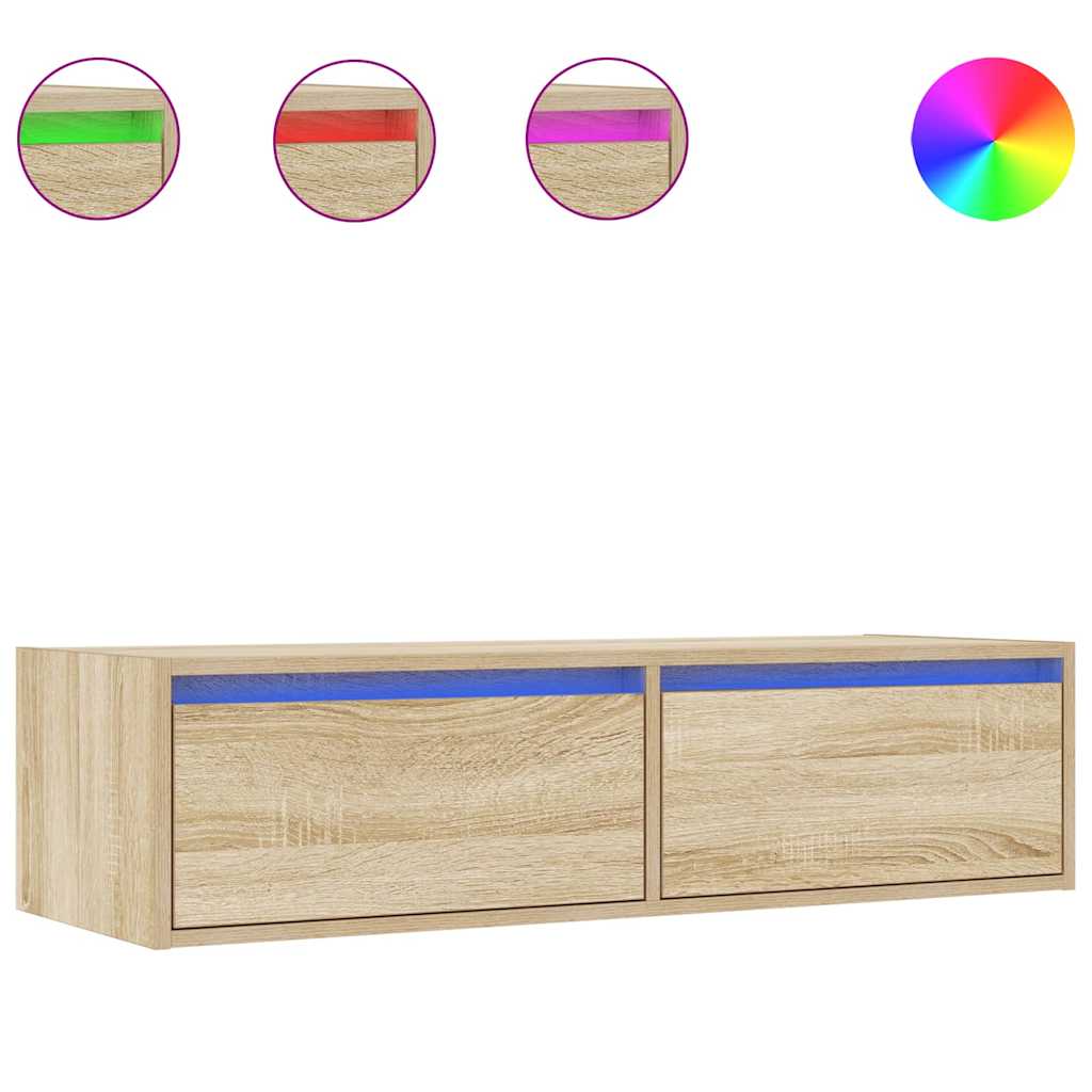 Tv-meubel LED-verlichting 100X35,5x25 cm sonoma eikenkleurig