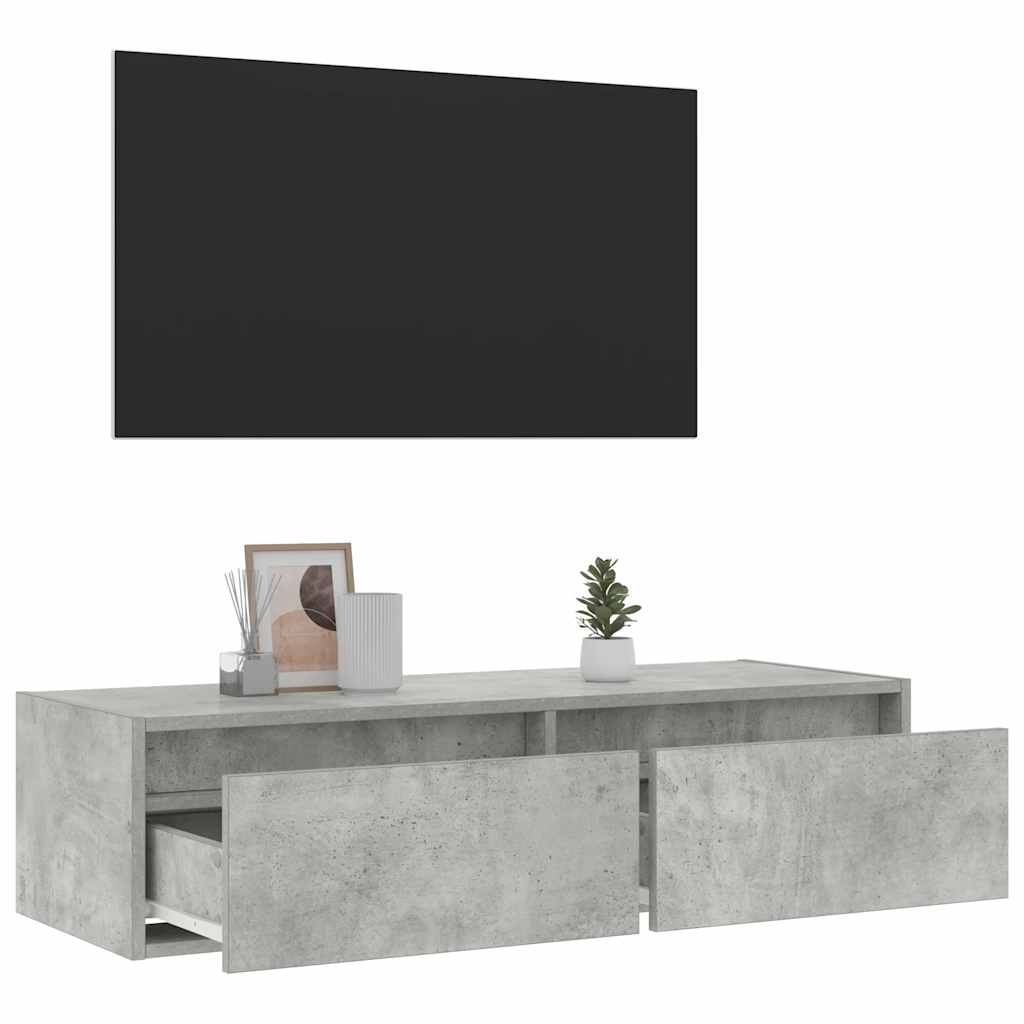 Tv-meubel met LED-verlichting 100X35,5x25 cm betongrijs
