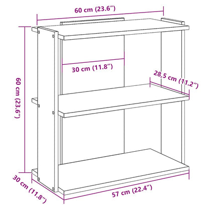 Boekenkast 3-laags 60x30x60 cm bewerkt hout zwart