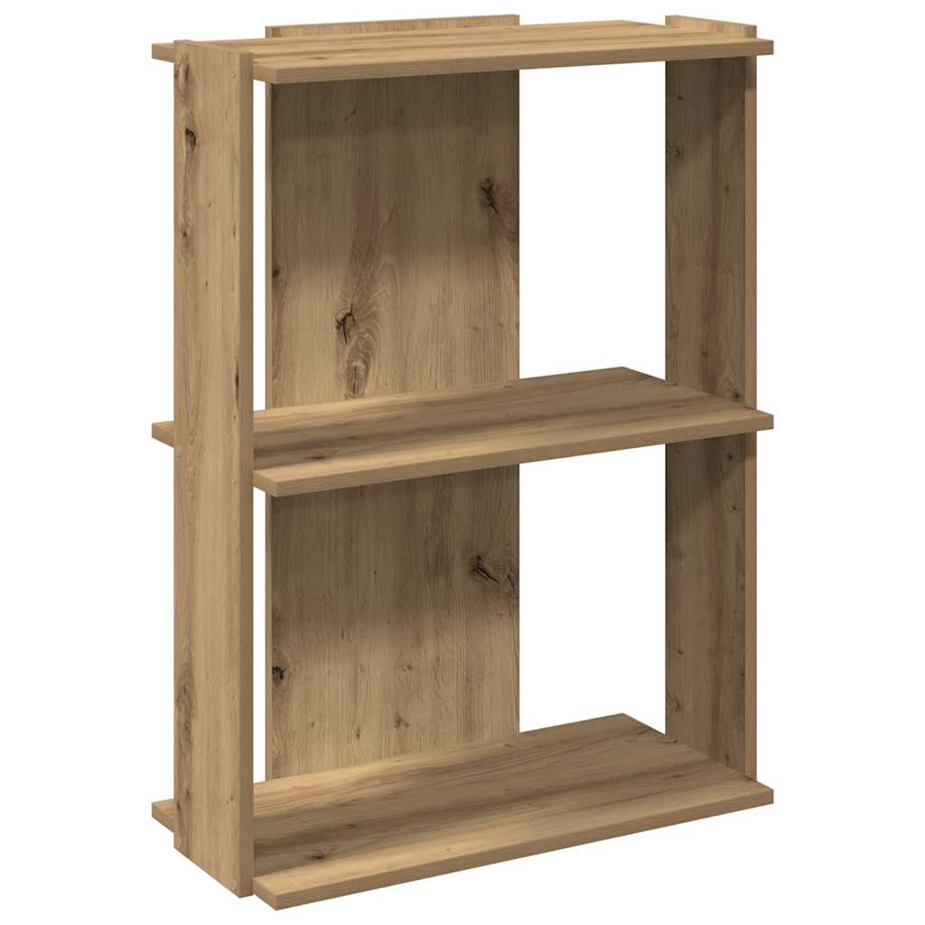 Boekenkast 3-laags 60x30x80 cm bewerkt hout artisanaal eiken