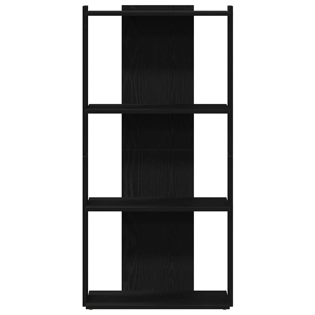 Boekenkast 3-laags 60x30x120 cm bewerkt hout zwart