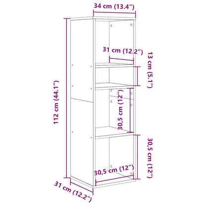 Boekenkast 34x31x112 cm bewerkt hout zwart