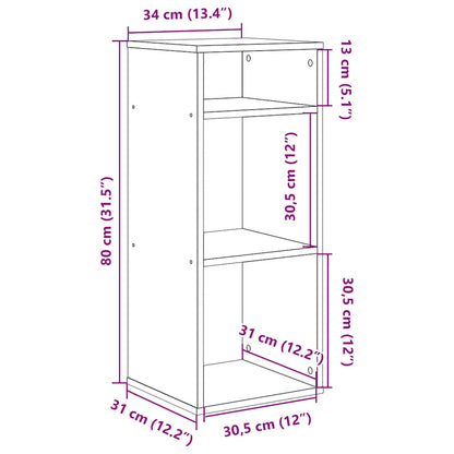 Boekenkast 34x31x80 cm bewerkt hout zwart