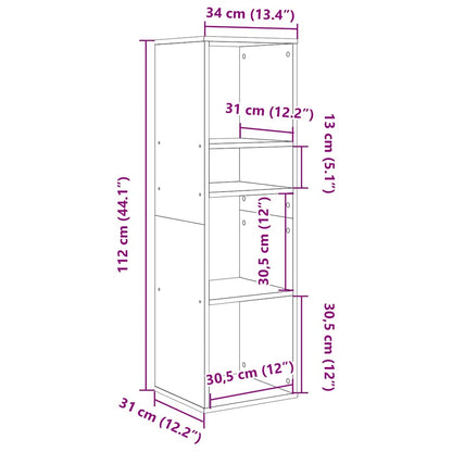 Boekenkast 34x31x112 cm bewerkt hout wit