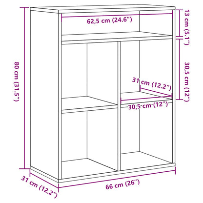 Boekenkast 66x31x80 cm bewerkt hout zwart