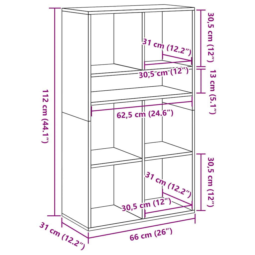 Boekenkast 66x31x112 cm bewerkt hout wit