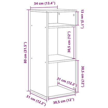 Boekenkast 34x31x80 cm bewerkt hout wit