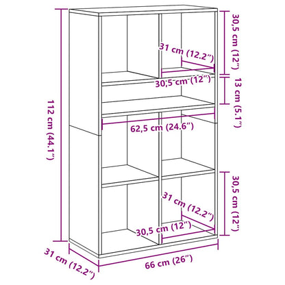 Boekenkast 66x31x112 cm bewerkt hout artisanaal eikenkleur