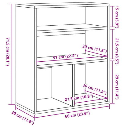 Boekenkast 60x30x71,5 cm bewerkt hout grijs sonoma eikenkleurig