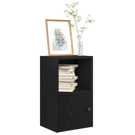 Boekenkast 31x24x52 cm bewerkt hout zwart eikenkleurig
