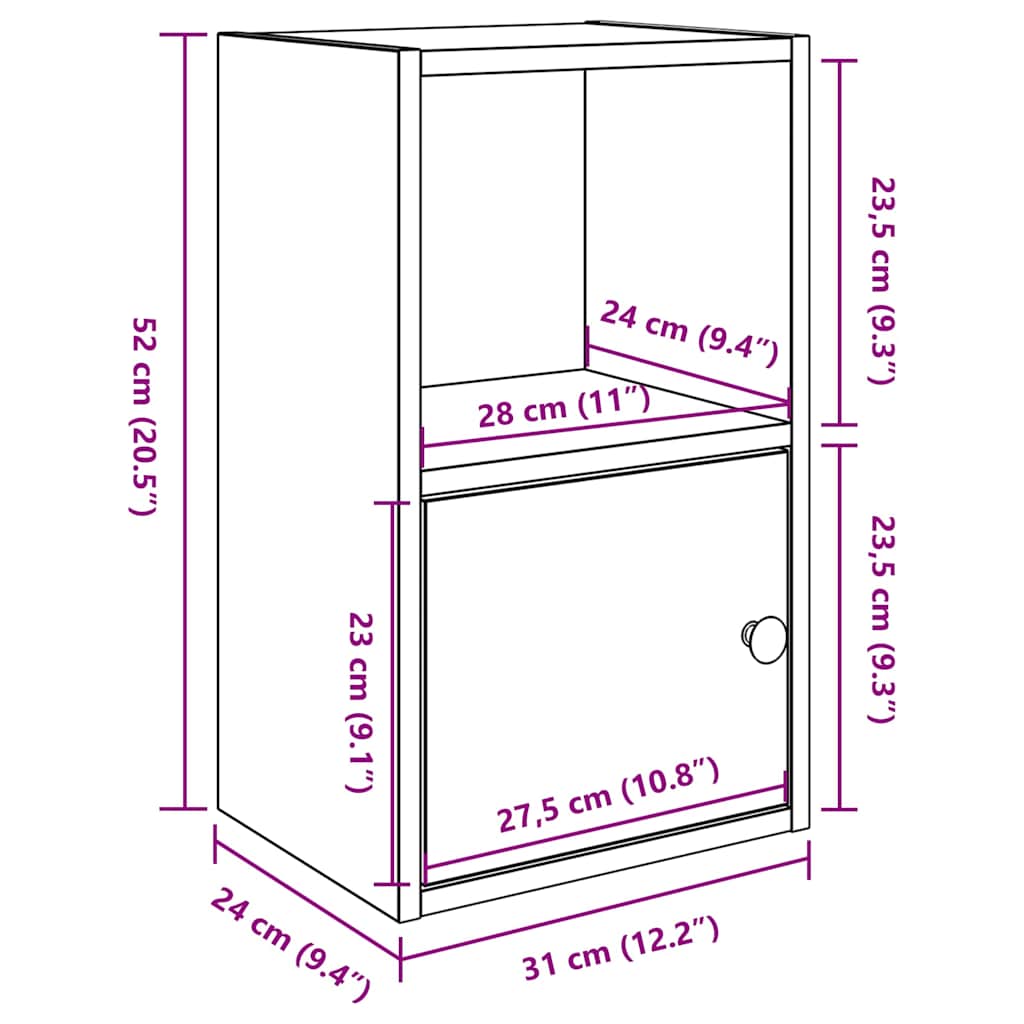 Boekenkast 31x24x52 cm bewerkt hout sonoma eikenkleurig