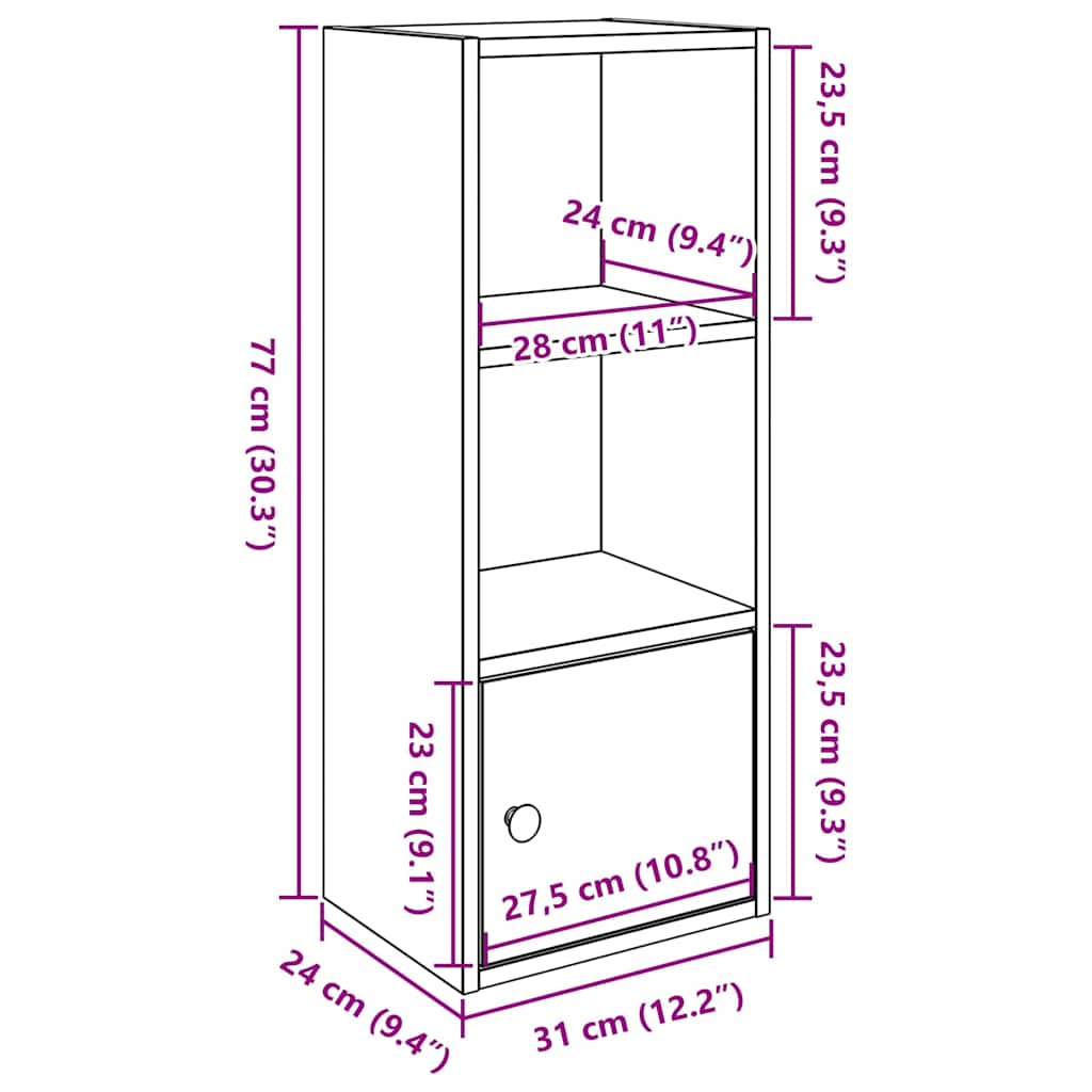 Boekenkast 31x24x77 cm bewerkt hout wit