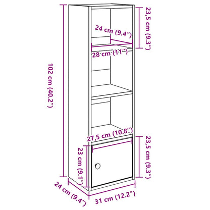 Boekenkast 31x24x102 cm bewerkt hout wit
