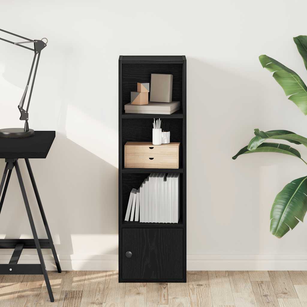 Boekenkast 31x24x102 cm bewerkt hout zwart eikenkleurig