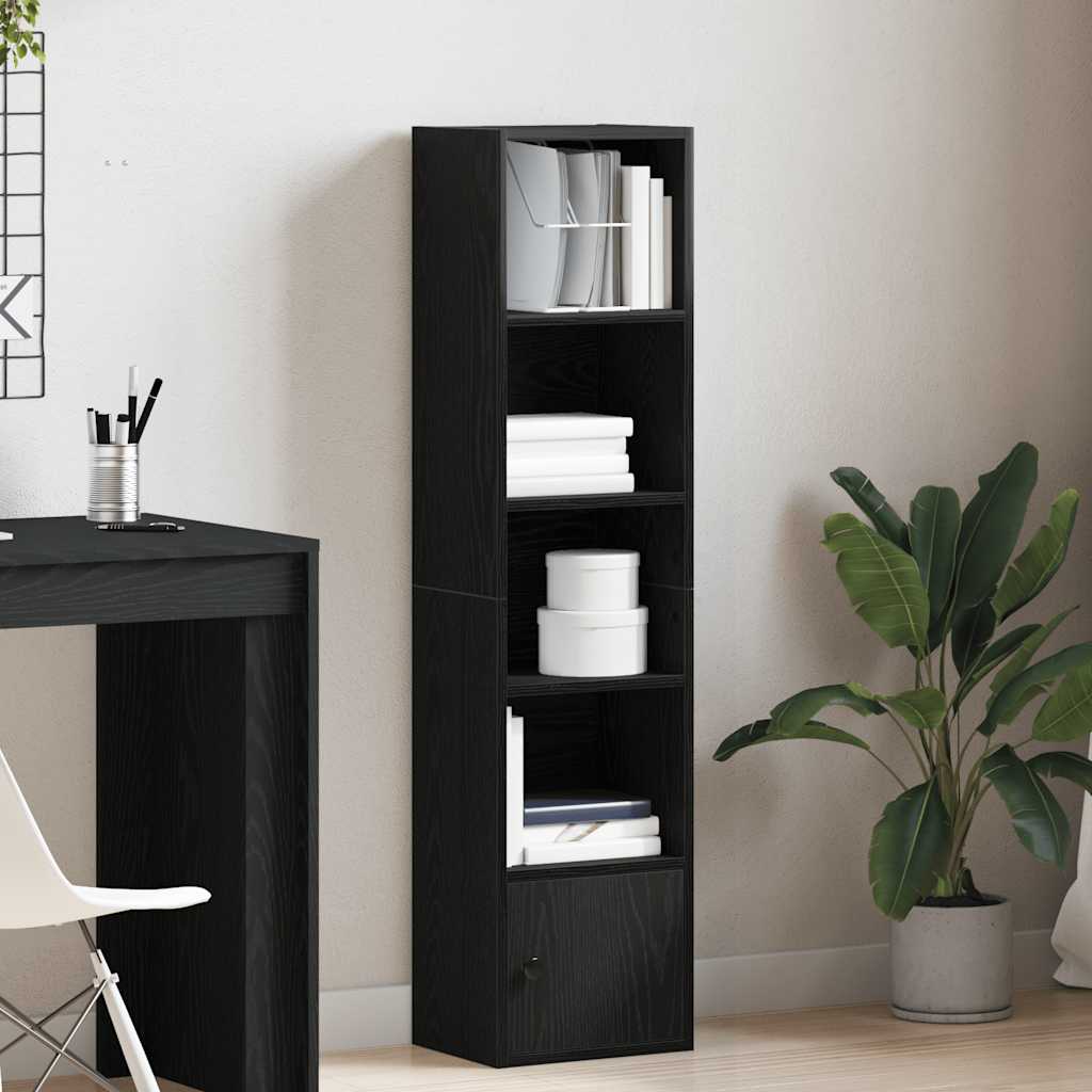 Boekenkast 31x24x127 cm bewerkt hout zwart eikenkleurig