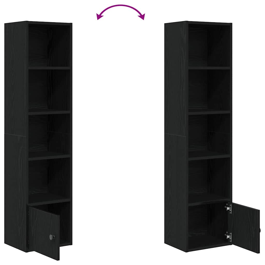 Boekenkast 31x24x127 cm bewerkt hout zwart eikenkleurig