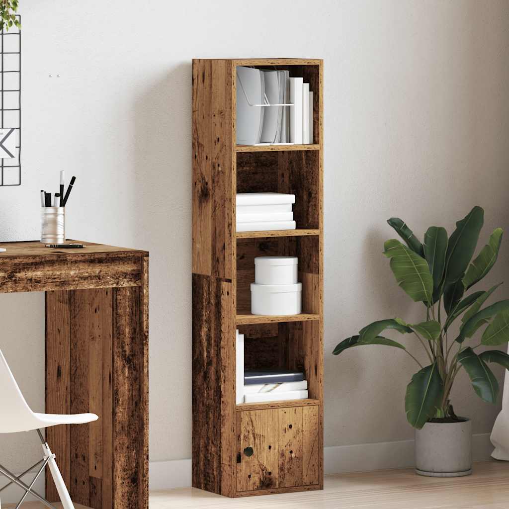 Boekenkast 31x24x127 cm bewerkt hout oud houtkleurig