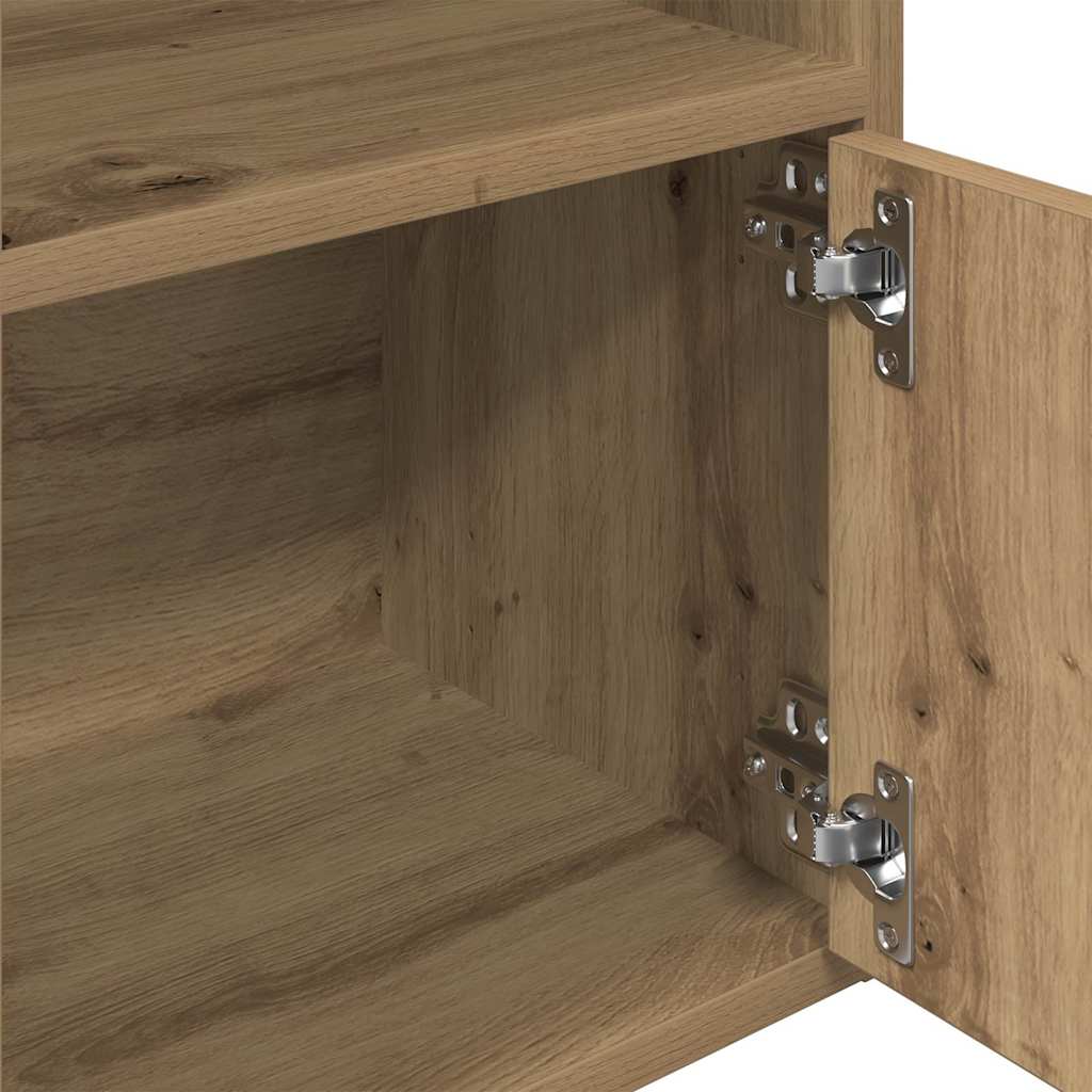 Boekenkast 31x24x127 cm bewerkt hout artisanaal eikenkleurig