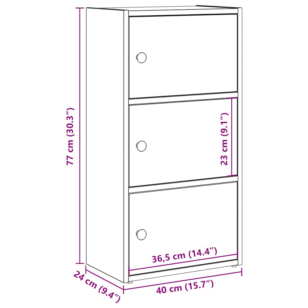 Boekenkast 40x24x77 cm bewerkt hout wit