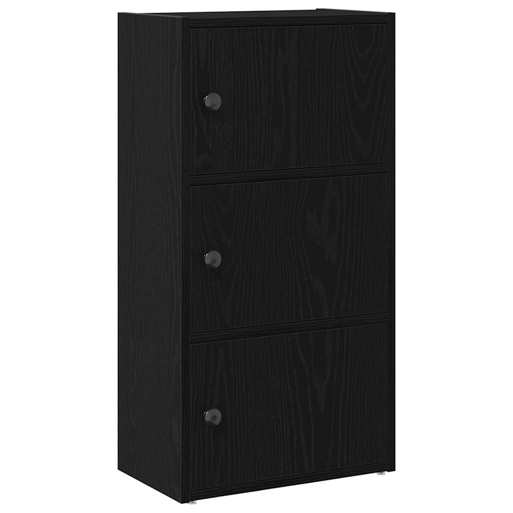 Boekenkast 40x24x77 cm bewerkt hout zwart eikenkleurig