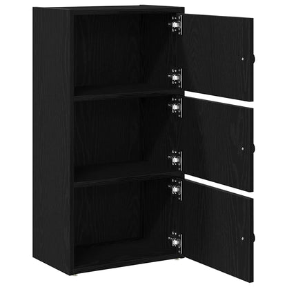 Boekenkast 40x24x77 cm bewerkt hout zwart eikenkleurig