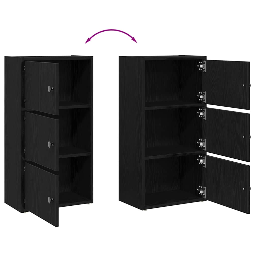 Boekenkast 40x24x77 cm bewerkt hout zwart eikenkleurig