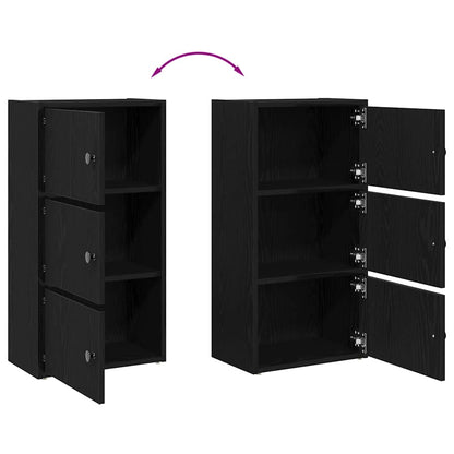 Boekenkast 40x24x77 cm bewerkt hout zwart eikenkleurig