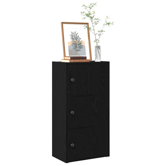 Boekenkast 40x24x77 cm bewerkt hout zwart eikenkleurig