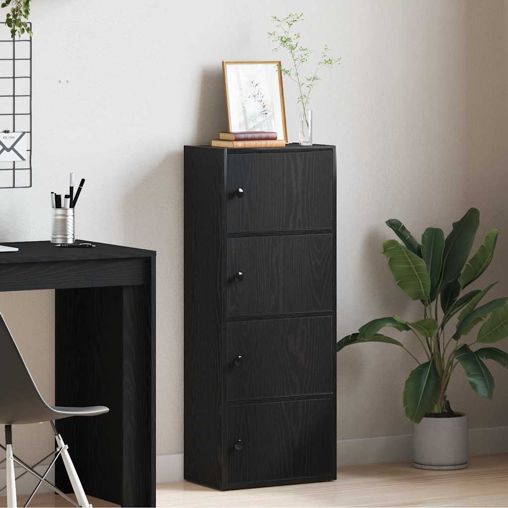 Boekenkast 40x24x102 cm bewerkt hout zwart eikenkleurig