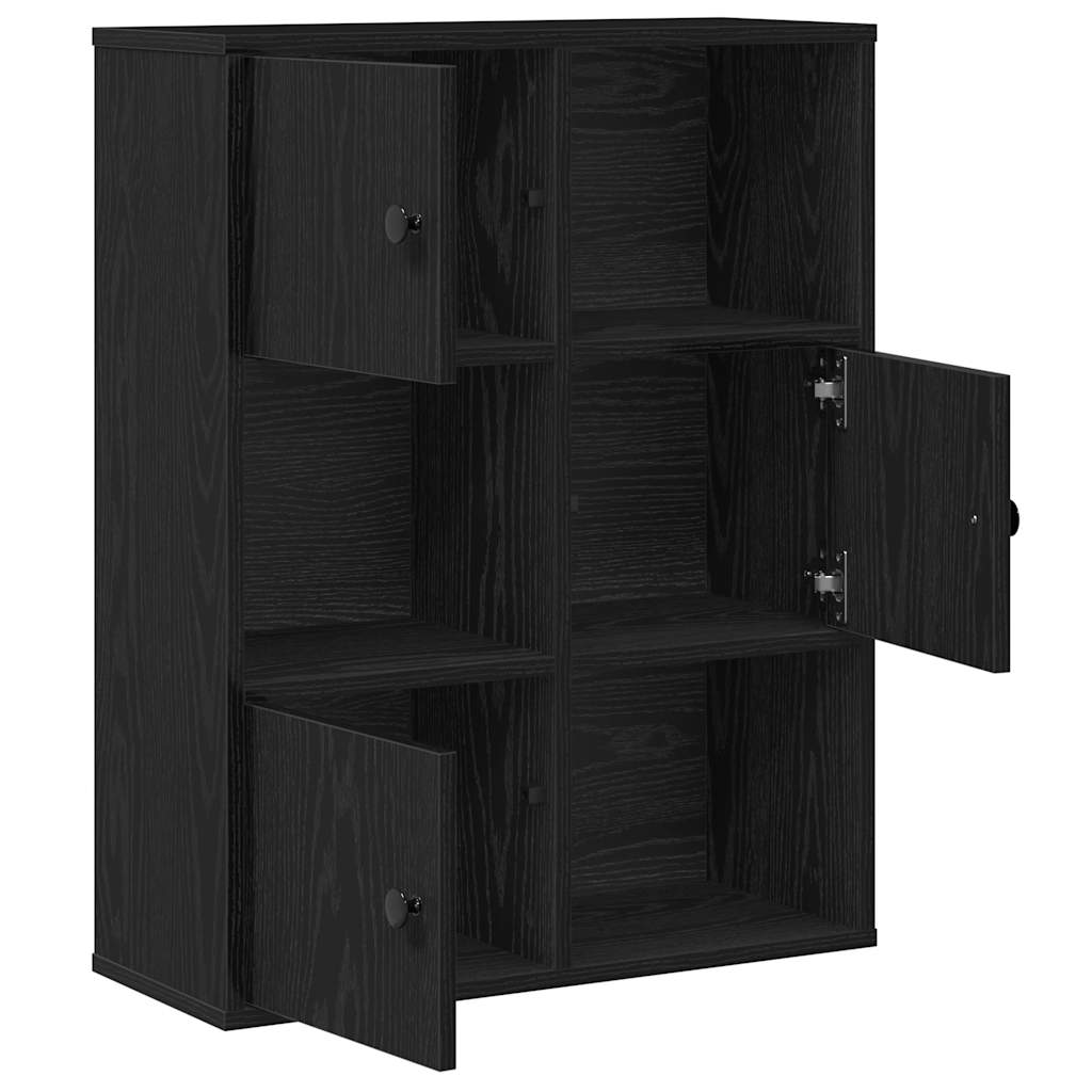 Boekenkast 60x24x76,5 cm bewerkt hout zwart eikenkleurig