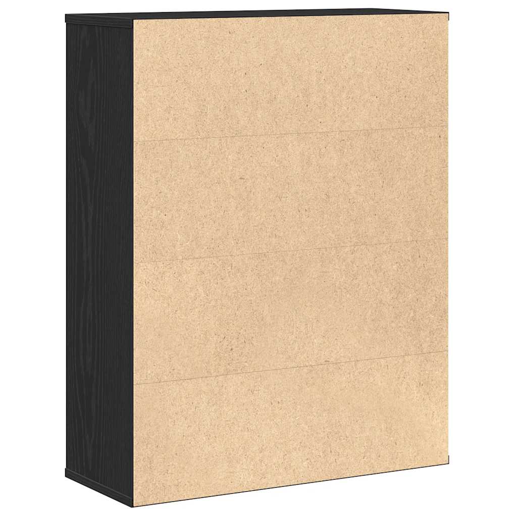 Boekenkast 60x24x76,5 cm bewerkt hout zwart eikenkleurig