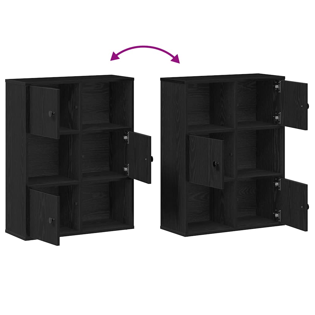 Boekenkast 60x24x76,5 cm bewerkt hout zwart eikenkleurig
