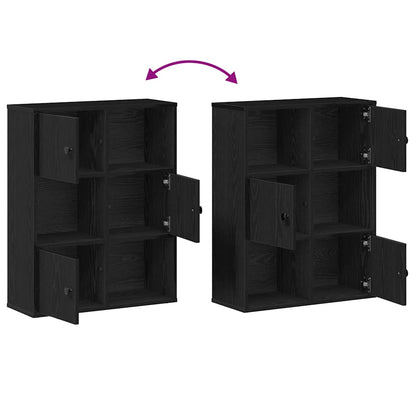 Boekenkast 60x24x76,5 cm bewerkt hout zwart eikenkleurig