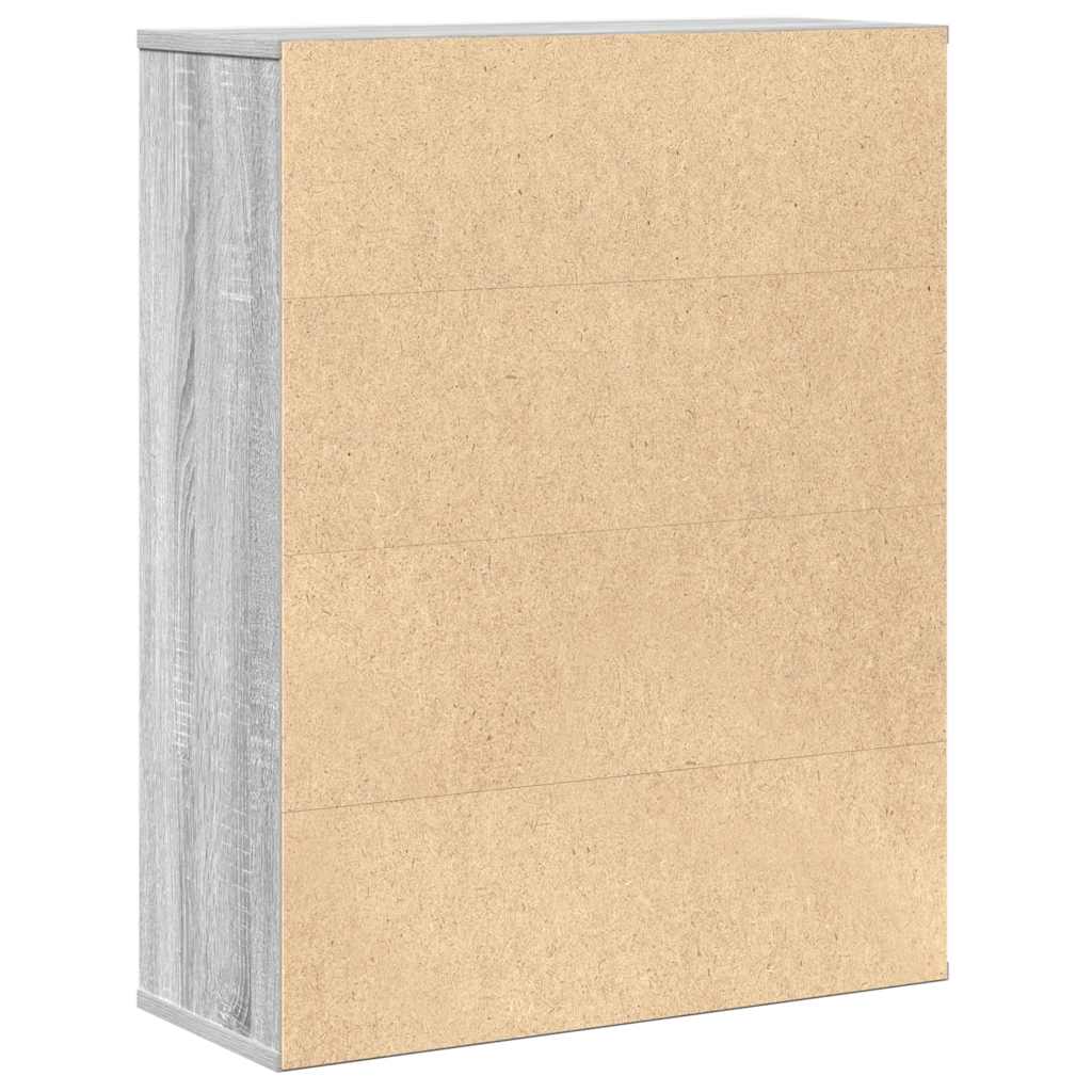 Boekenkast 60x24x76,5 cm bewerkt hout grijs sonoma eikenkleurig
