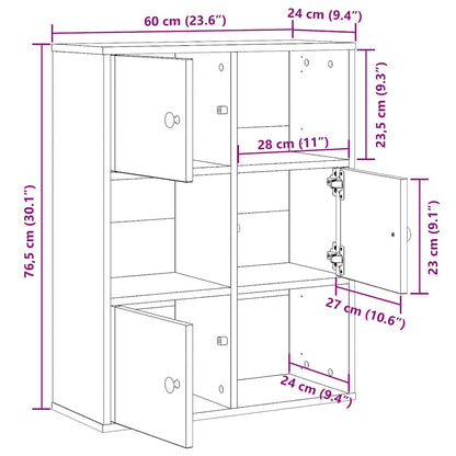 Boekenkast 60x24x76,5 cm bewerkt hout grijs sonoma eikenkleurig