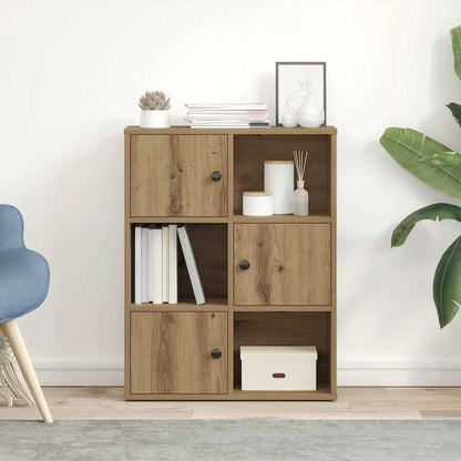Boekenkast 60x24x76,5 cm bewerkt hout artisanaal eikenkleurig