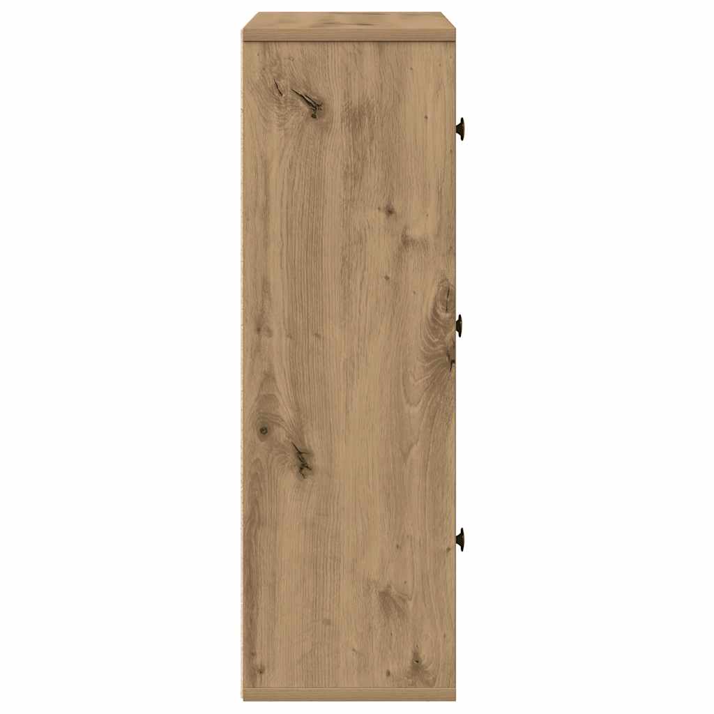 Boekenkast 60x24x76,5 cm bewerkt hout artisanaal eikenkleurig